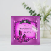 Junggeselinnen-Abschied Hot Pink Leopard Schwarze Einladung (Stehend Vorderseite)