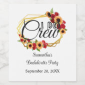 Junggeselinnen-Abschied, ich mache Crew, Sonnenblu Weinetikett (Einzelnes Label)