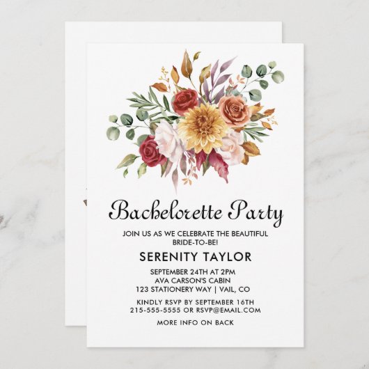 Junggeselinnen-Abschied im Herbst Einladung (Vorne/Hinten)