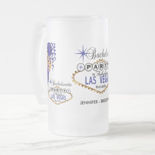 Junggeselinnen-Abschied in Las Vegas - Dunkelblau Mattglas Bierglas (Vorderseite Links)