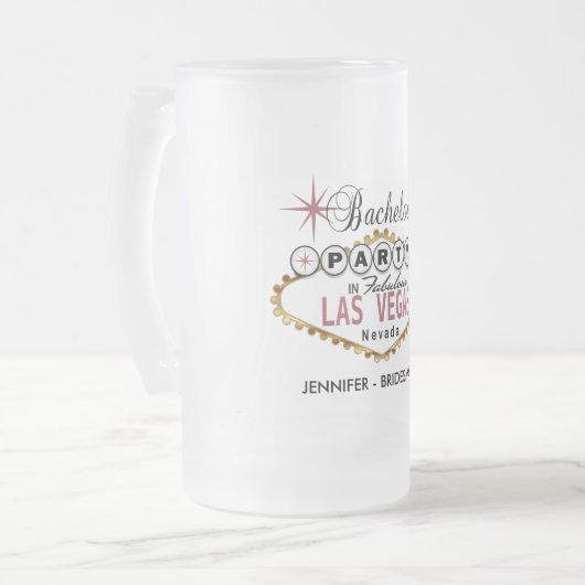 Junggeselinnen-Abschied in Las Vegas - Dusty Rose Mattglas Bierglas (Vorderseite Links)