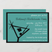 Junggeselinnen-Abschied Invite Martini-Glas (Aquam Einladung (Vorne/Hinten)