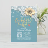 Junggeselinnen-Abschied Lace Sonnenblumen String L Einladung (Stehend Vorderseite)