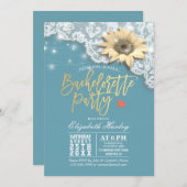 Junggeselinnen-Abschied Lace Sonnenblumen String L Einladung (Vorne/Hinten)