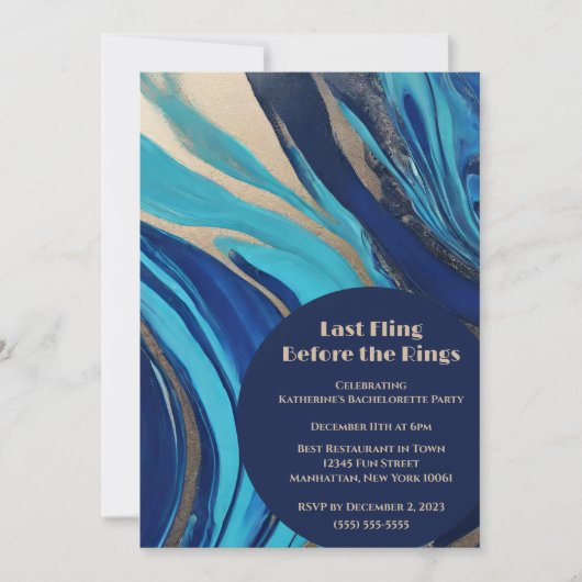 Junggeselinnen-Abschied-Last Fling vor den Rings- Einladung (Vorderseite)