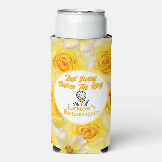 Junggeselinnen-Abschied Lemon Gelb Personalisiert Selters Dosenkühler (Seltzer Vorderseite)