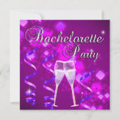 Junggeselinnen-Abschied Lila Champagner Glass Blac Einladung (Vorderseite)