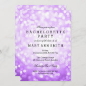 Junggeselinnen-Abschied Lila Glitzer Einladung (Vorne/Hinten)