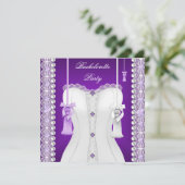 Junggeselinnen-Abschied Lila Lilac Corset Tassels Einladung (Stehend Vorderseite)