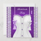 Junggeselinnen-Abschied Lila Lilac Corset Tassels Einladung (Vorderseite)