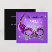 Junggeselinnen-Abschied Lila Mask Black Einladung (Vorne/Hinten)