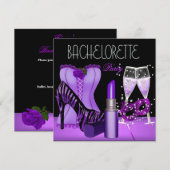 Junggeselinnen-Abschied Lila Mask Lipstick-Corset Einladung (Vorne/Hinten)