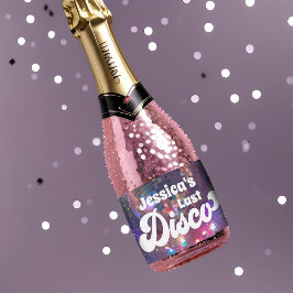 Junggeselinnen-Abschied Lila Mirror Ball Letzte Di Schaumweinetikett