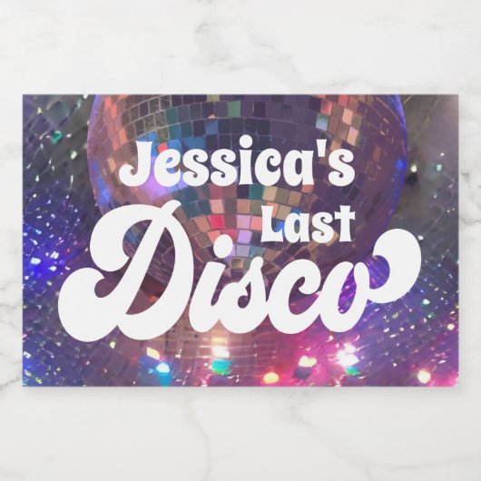 Junggeselinnen-Abschied Lila Mirror Ball Letzte Di Schaumweinetikett (Einzelnes Label)