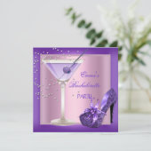 Junggeselinnen-Abschied Lila Pink Shoes 2 Einladung (Stehend Vorderseite)