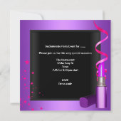 Junggeselinnen-Abschied Lila Pink Zebra Lipstick Einladung (Rückseite)