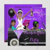 Junggeselinnen-Abschied Lila Spaß Limo Auto Cockta Einladung (Vorne/Hinten)