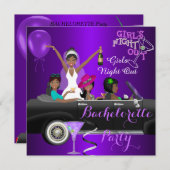 Junggeselinnen-Abschied Lila Spaß Limo Auto Cockta Einladung (Vorne/Hinten)