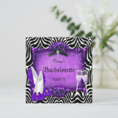 Junggeselinnen-Abschied Lila Zebra Black Shoes Einladung (Stehend Vorderseite)