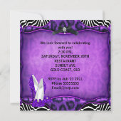 Junggeselinnen-Abschied Lila Zebra Black Shoes Einladung (Rückseite)