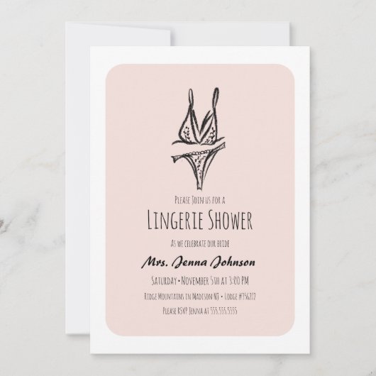 Junggeselinnen-Abschied Lingerie Brautparty Blush Einladung (Vorderseite)