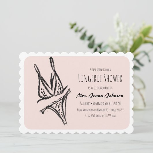 Junggeselinnen-Abschied Lingerie Brautparty Pink Einladung (Stehend Vorderseite)