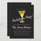 Junggeselinnen-Abschied Martini Glass Imitate Gold Einladung (Vorne/Hinten)