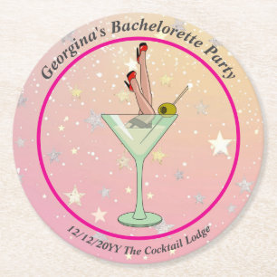 Junggeselinnen-Abschied Martini Glass Legs Stilett Runder Pappuntersetzer