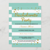 Junggeselinnen-Abschied Mint Green Stripe Einladun Einladung (Vorne/Hinten)