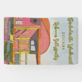 Junggeselinnen-Abschied mit rosa Wachturm Banner (Horizontal)