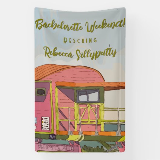 Junggeselinnen-Abschied mit rosa Wachturm Banner (Vertikal)