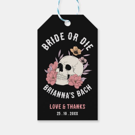 Junggeselinnen-Abschied mit schwarzem Retroschädel Geschenkanhänger (Vorderseite)