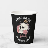 Junggeselinnen-Abschied mit schwarzem Retroschädel Pappbecher (Vorderseite)