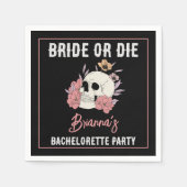 Junggeselinnen-Abschied mit schwarzem Retroschädel Serviette (Vorderseite)