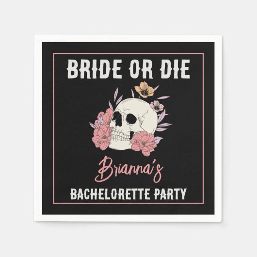Junggeselinnen-Abschied mit schwarzem Retroschädel Serviette (Vorderseite)
