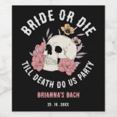 Junggeselinnen-Abschied mit schwarzem Retroschädel Weinetikett (Einzelnes Label)