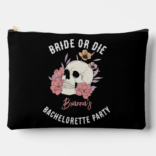 Junggeselinnen-Abschied mit schwarzem Retroschädel Zubehörtasche (Vorderseite)
