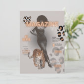 Junggeselinnen-Abschied Mode Diva Magazin Einladung (Stehend Vorderseite)