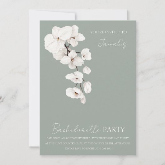 Junggeselinnen-Abschied "Modern Sage Green White O Einladung (Vorderseite)