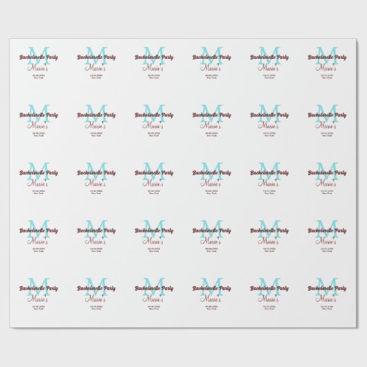 Junggeselinnen-Abschied Monogramm Name Datum angeb Geschenkpapier (Flach)