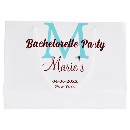 Junggeselinnen-Abschied Monogramm Name Datum angeb Große Geschenktüte (Rückseite)