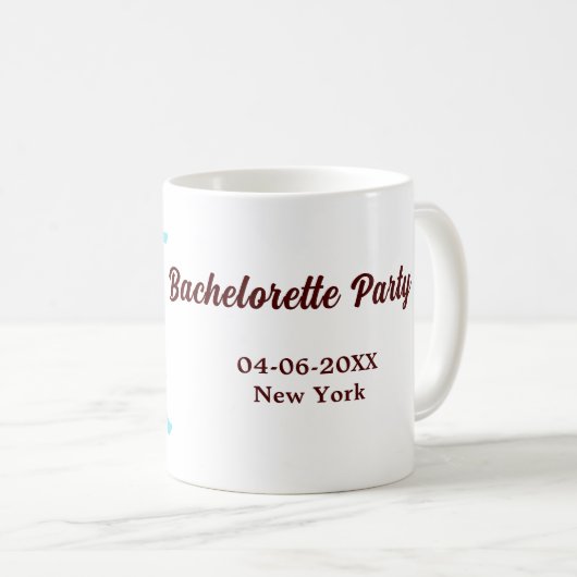 Junggeselinnen-Abschied Monogramm Name Datum angeb Kaffeetasse (VorderseiteRechts)