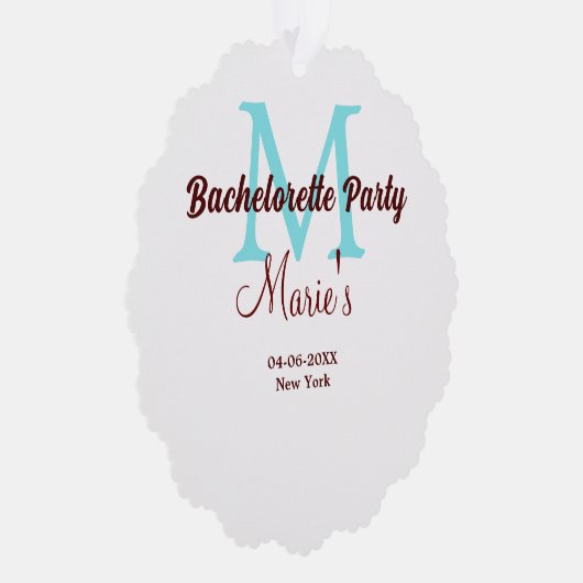 Junggeselinnen-Abschied Monogramm Name Datum angeb Ornament Karte (Rechts)