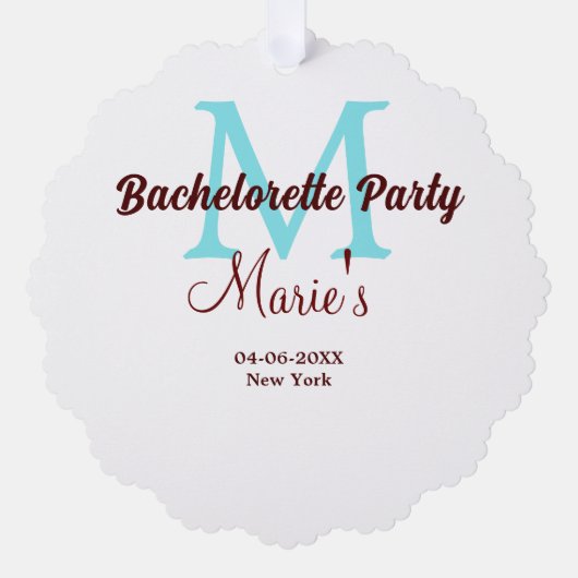 Junggeselinnen-Abschied Monogramm Name Datum angeb Ornament Karte (Vorderseite)