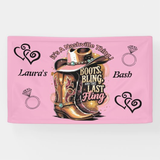 Junggeselinnen-Abschied Nashville - Stiefel und Bl Banner (Horizontal)