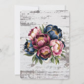 Junggeselinnen-Abschied Navy Burgundy Pink Peony W Einladung (Rückseite)