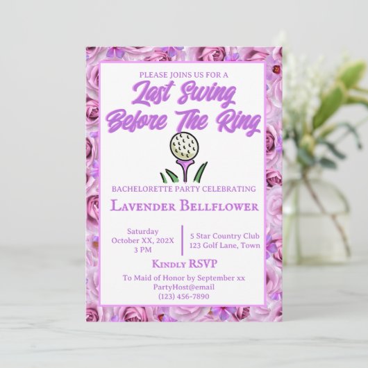 Junggeselinnen-Abschied oder Brautparty Golf Laven Einladung (Stehend Vorderseite)