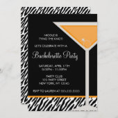 Junggeselinnen-Abschied Orange Martini Einladung (Vorne/Hinten)