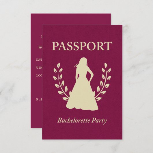 Junggeselinnen-Abschied Pass Einladung (Vorne/Hinten)