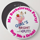 Junggeselinnen-Abschied Pinback Button, 6 HUGE Button (Vorne & Hinten)